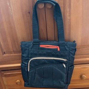 Lug Ace Blue Tote with crossbody strap multi pocket large size